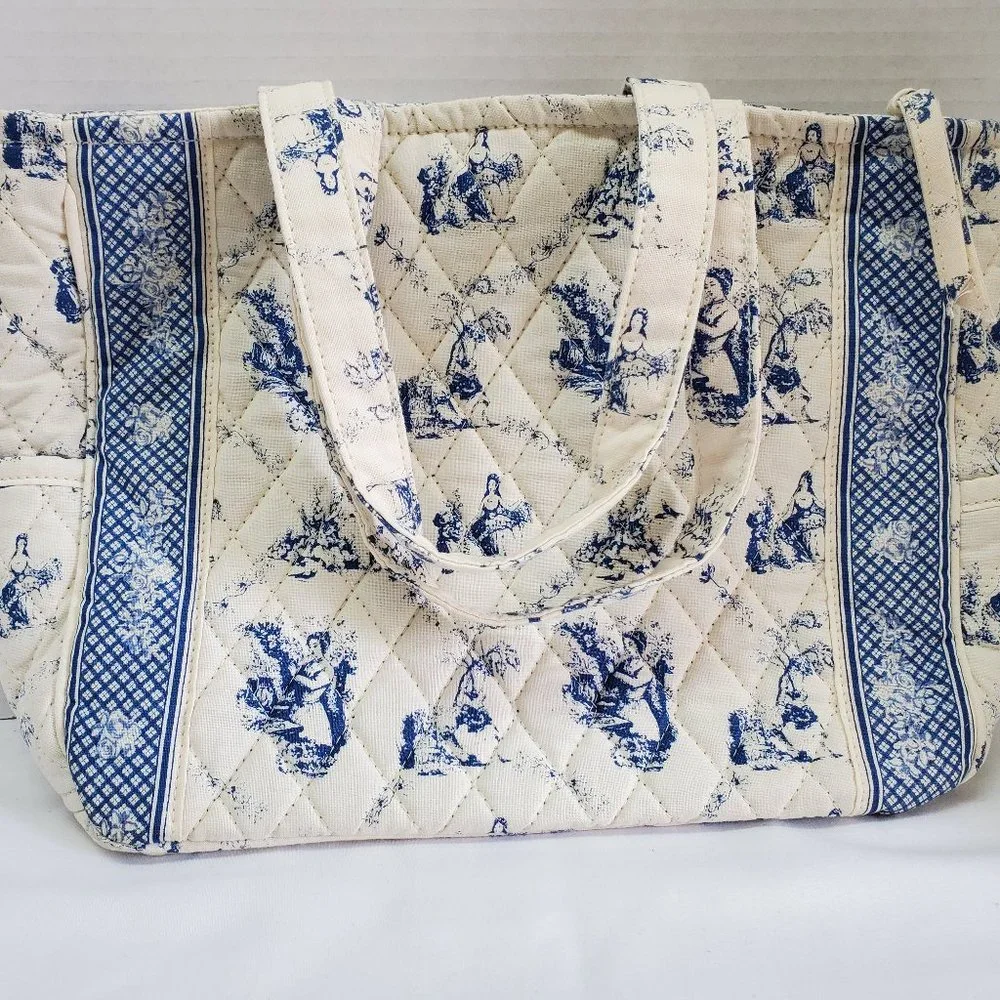 OFF WHITE AND BLUE PADDED TAPASTRY - Picture 2 of 8